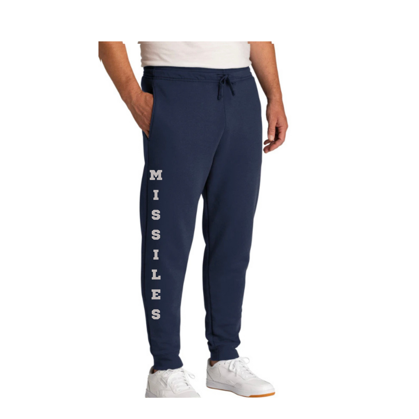Navy Sweatpants with Gray Missile