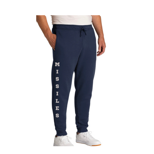 Navy Sweatpants with Gray Missile