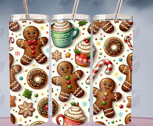 Christmas 20oz tumbler gingerbread man