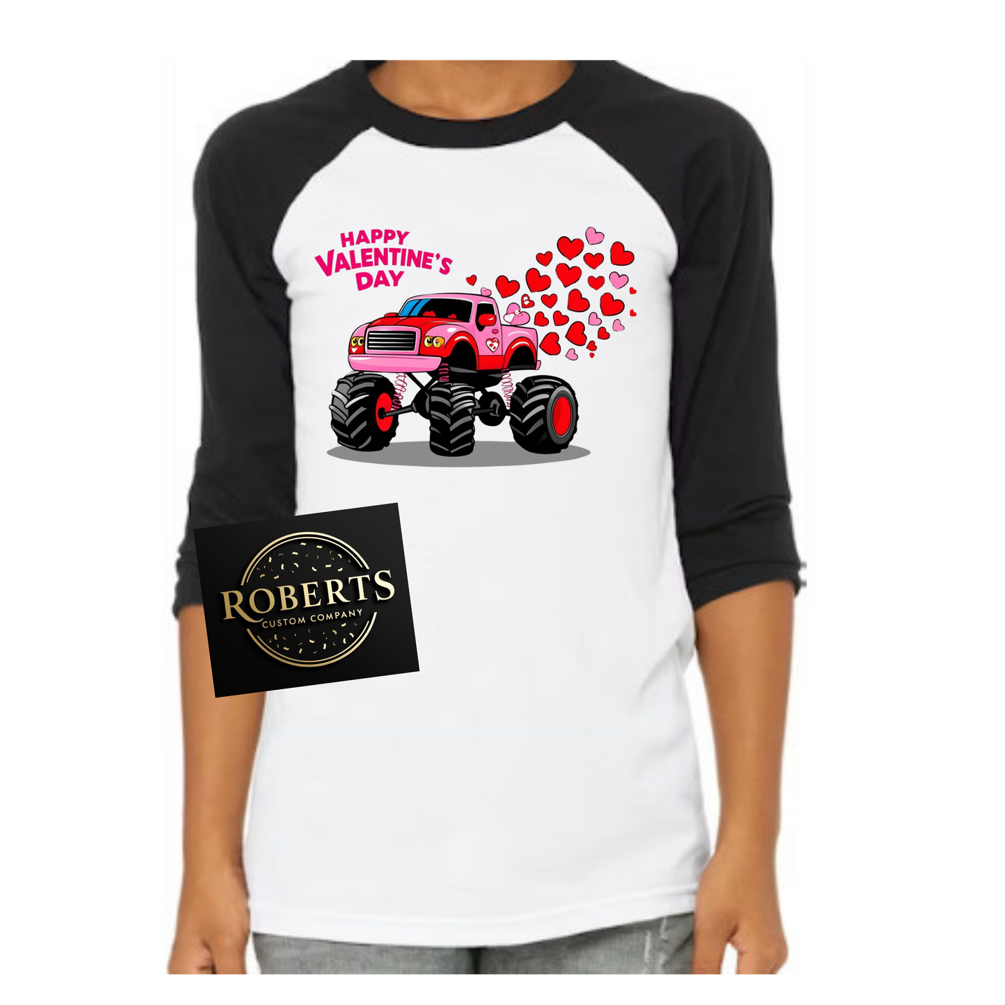 Valentine Monster Truck Raglan youth Shirt